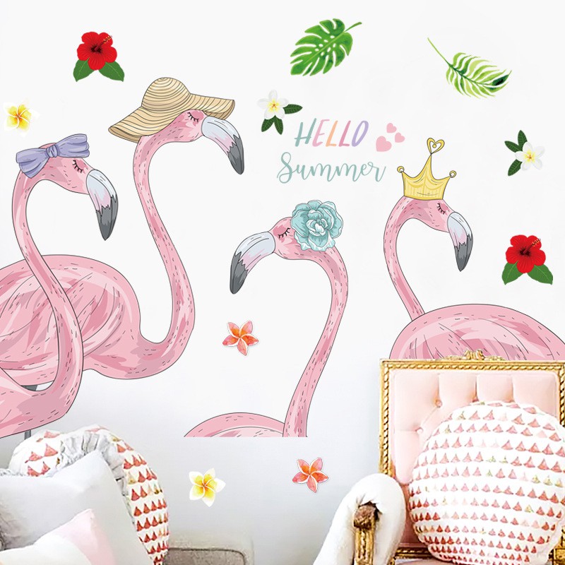 Reliza Wall Sticker Flamingo Hello Summer Bird Stiker Dinding LDR