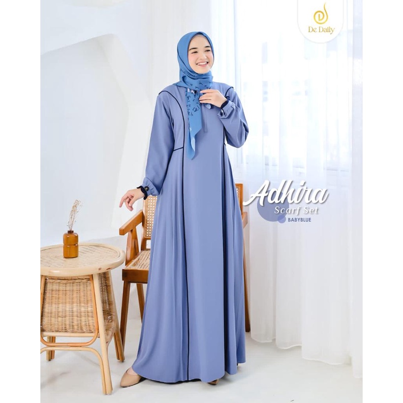 TERBARU DRESS SET SCARF | DRESS ADHIRA BY DE DAILY