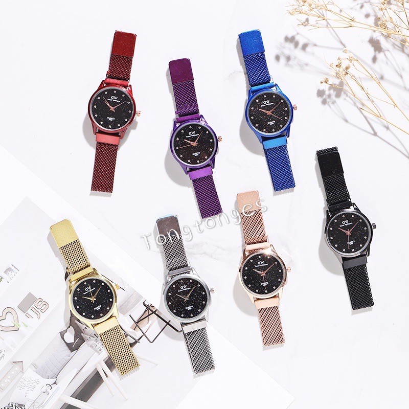 [✅COD] JAM TANGAN FASHION JAM MAGNET WANITA RANTAI JAM TANGAN MURAH CEWEK ANALOG IMPORT W142