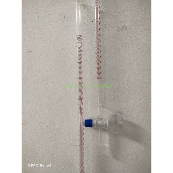 Buret 25ml Pyrex Kran Glass  Buret Alat Kompresi Volume Buret Glass Pyrex