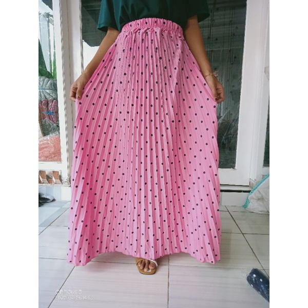 ROK POLKA PREMIUM/ROK PLISKET MOTIF POLKA/ROK PANJANG 95 cm