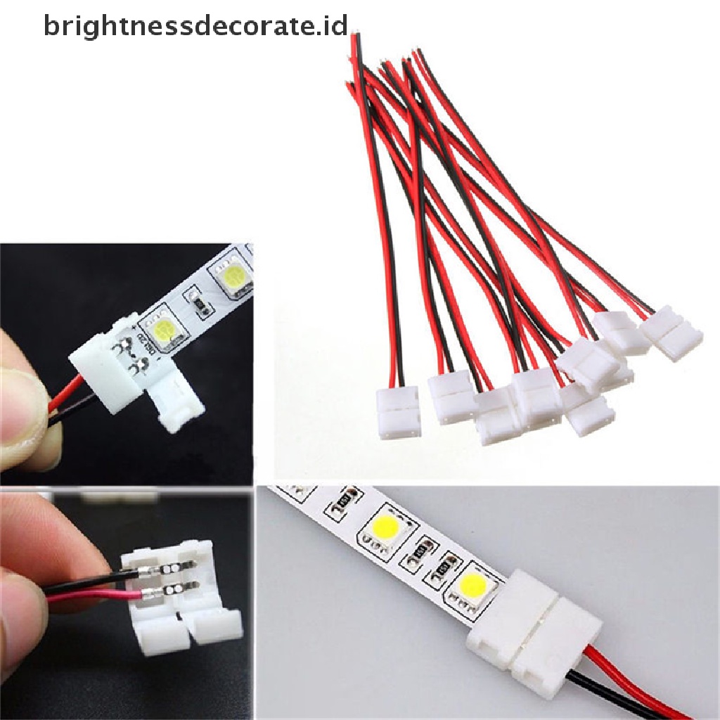 10pcs Kabel PCB 2 Pin LED Strip Konektor 3528 / 5050 Satu Warna