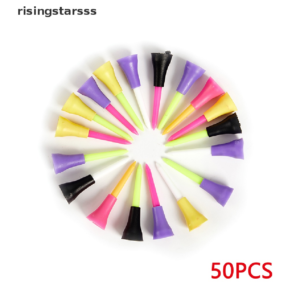 Rsid Span-new 50pcs 56mm Alat Golf Profesional Multicolor Tee Golf Plastik Bantalan Karet