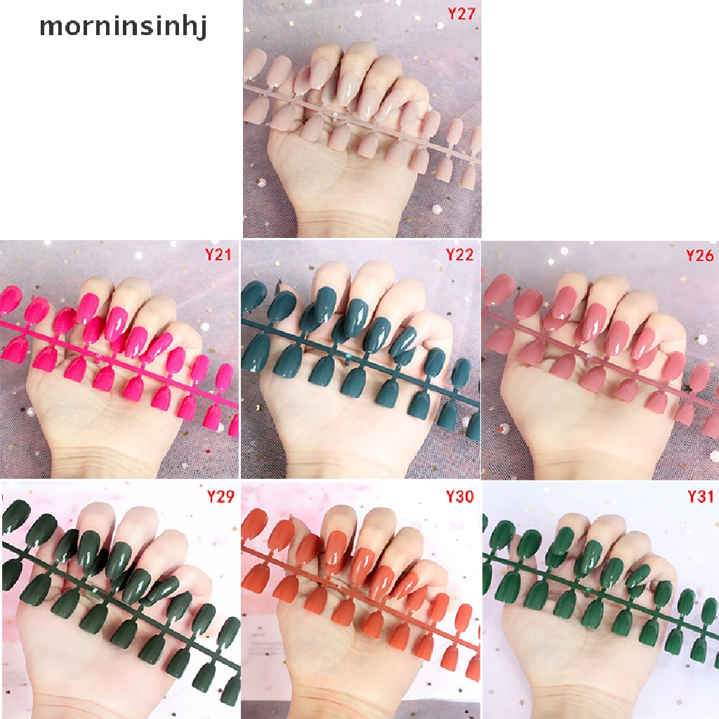 Mornin 24pcs Kuku Palsu Bahan Akrilik Untuk Nail Art