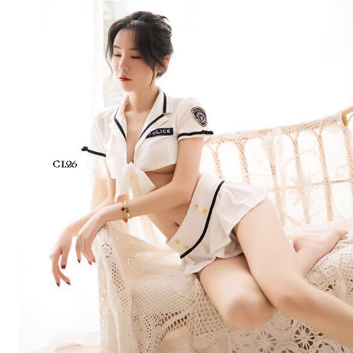 [SIAP KIRIM] LINGERIE COSTUME KOSTUM COSPLAY LINGERIE SERAGAM POLISI SEXY PUTIH CL26A