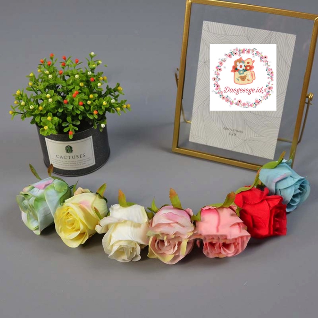BUNGA ARTIFICIAL FLOWER VINTAGE ROSE PREMIUM TANPA TANGKAI BUNGA PER 1 KUNTUM | BUNGA MAWAR PLASTIK BUNGA HIAS DEKORASI BUKET BUNGA-2