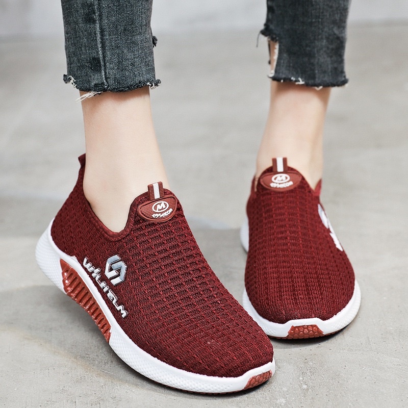 GROSIRTAS LV0108 Sepatu Slip On Wanita Import Sport Shoes Model Slip on Fly knit Alas Karet