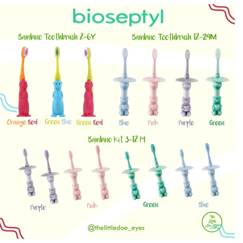 [READY] Bioseptyl Bambino Toothbrush &amp; kit (3-12Months / 12-24Months / 2-6Years)