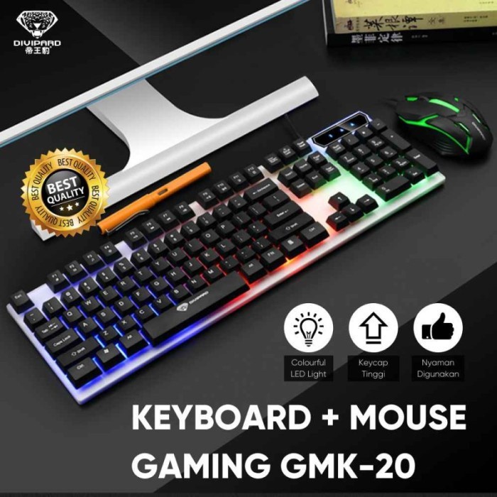 Divipard Keyboard Mouse Gaming Combo Kabel USB 2.0 GMK-20 Anti Air