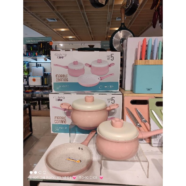 Cookware Set Marble Cooking color informa / Panci greblon anti lengket