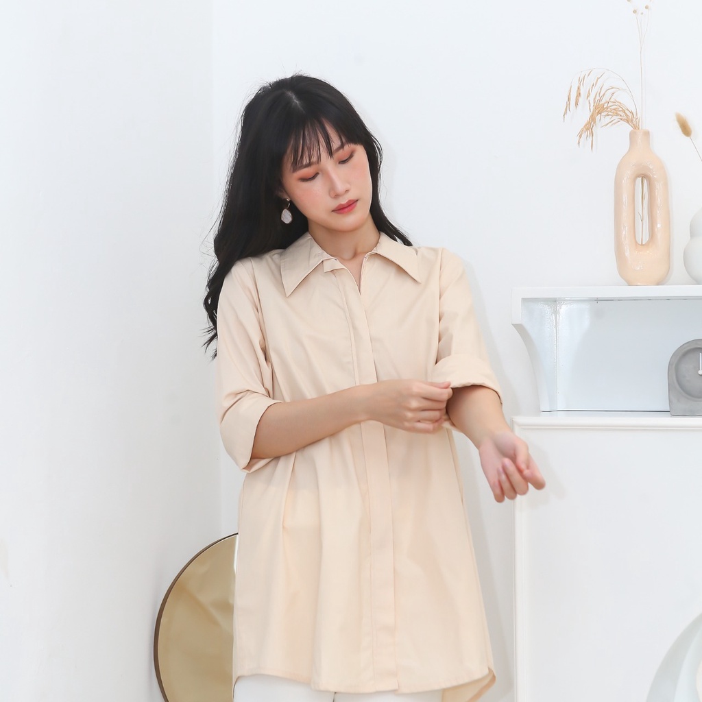 V862 Mona Cotton Shirt + Zipper - 4 COLOR &amp; 2 SIZE