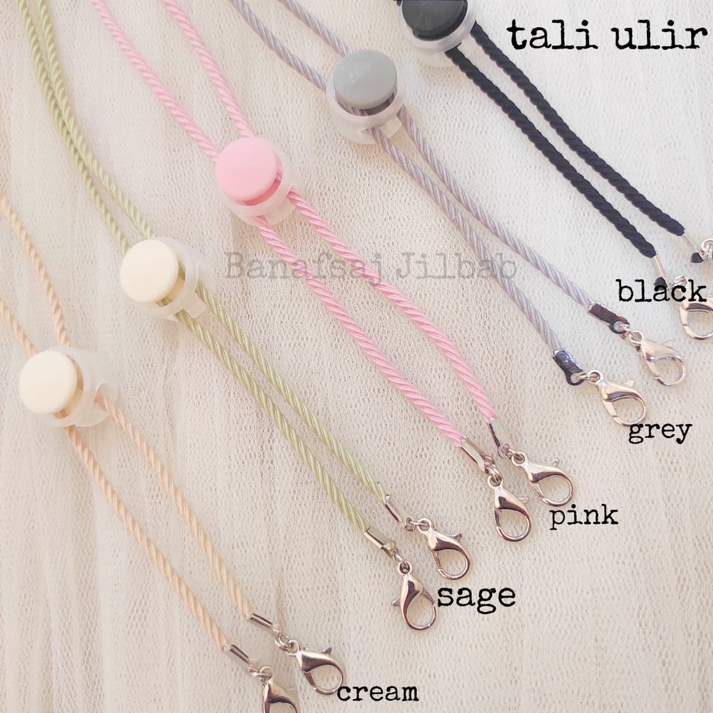 STRAP MASKER HIJAB 2IN1 TALI PADI DAN TALI ULIR DENGAN STOPPER WARNA