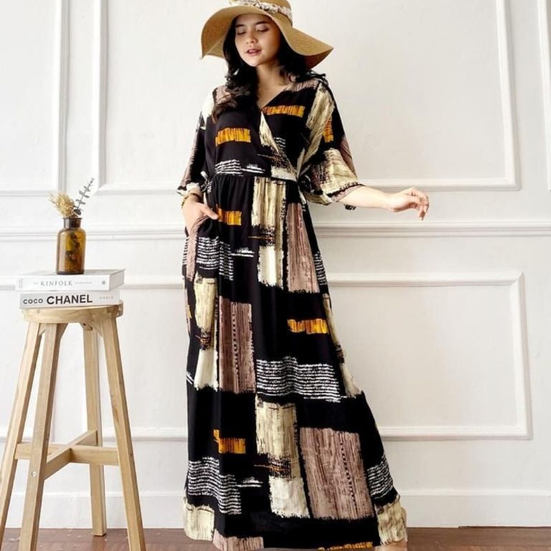 Dress Karen - Dress Kimono Rayon Premium Homey Dress Home wear Home Dress Import Busui Fashion Korean Style Midi Dress Kekinian