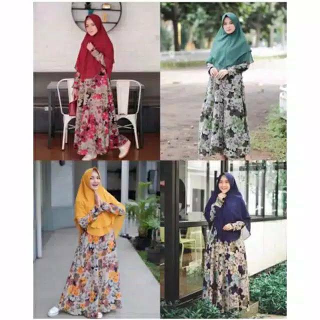 Trendy Gamis Monalisa Wolfis Woolpeach Maple Akasia Gold Murah Syar'I Lebar Masa Kini