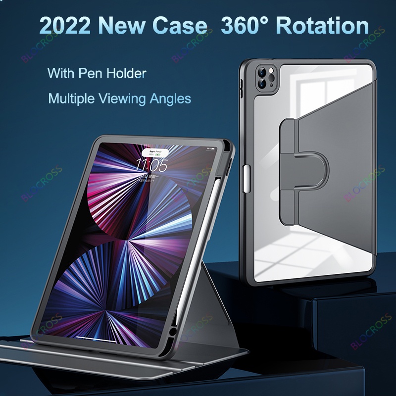 Case Transparan Cover iPad Air 2022 5th 4th Gen 10.9 &quot;Rotasi 360 Derajat 9th Generation