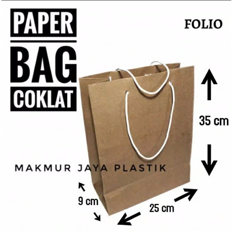 

PAPER BAG POLOS COKLAT 25 X 35 X 9 ISI 12 PCS