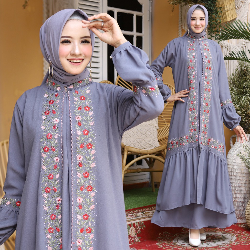 HOPYLOVY - Gamis Wanita Hijab Bermotif Beallin