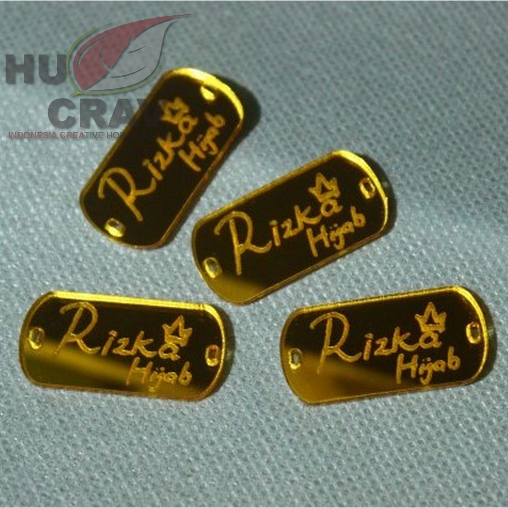 Label Rebranding Branding Produk Hijab Pakaian Baju Kerudung Akrilik Custom Free Desain Hangtag Gami