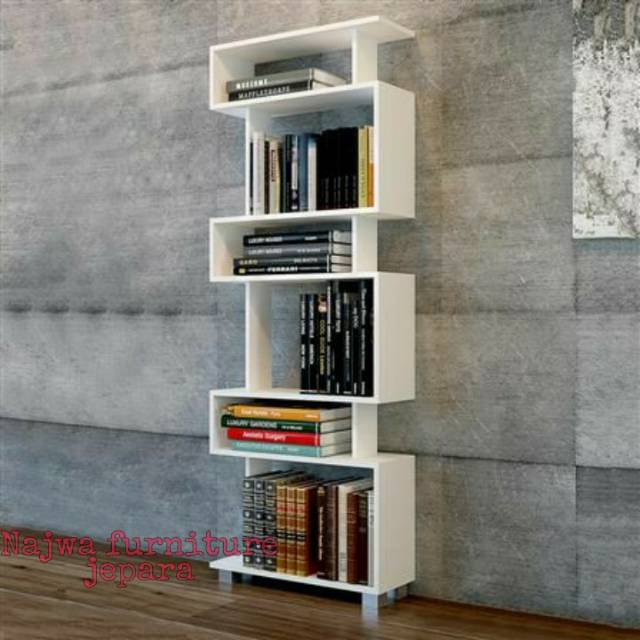 lemari buku/rak buku jati jepara warna putih