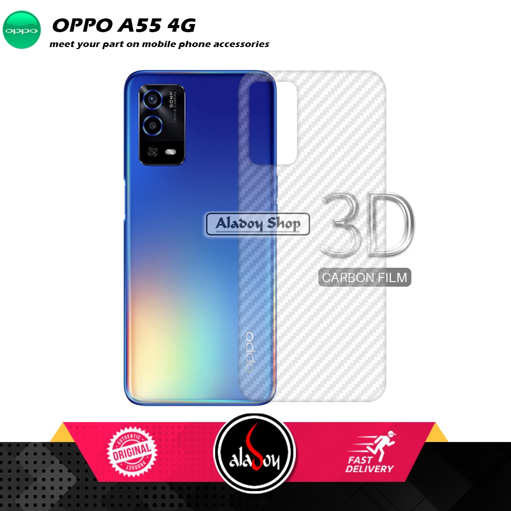 PAKET 3 IN 1 Tempered Glass Layar Oppo A55 4G Free Tempered Glass Camera dan Skin Carbon