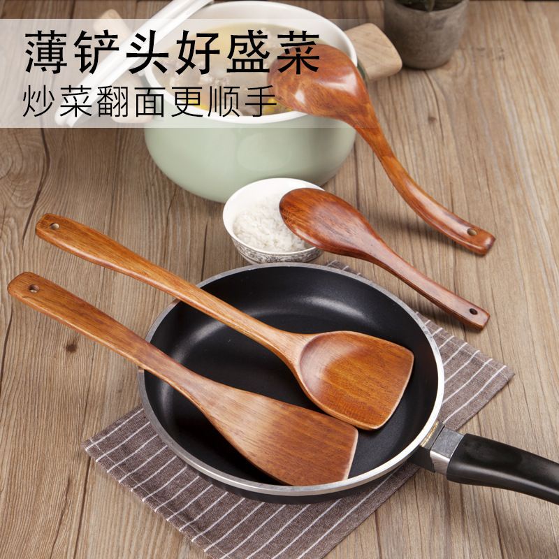 (BOW) Spatula Kayu 1 Set Isi 5 Peralatan Masak Unik Wooden Style Peralatan Dapur Berkualitas