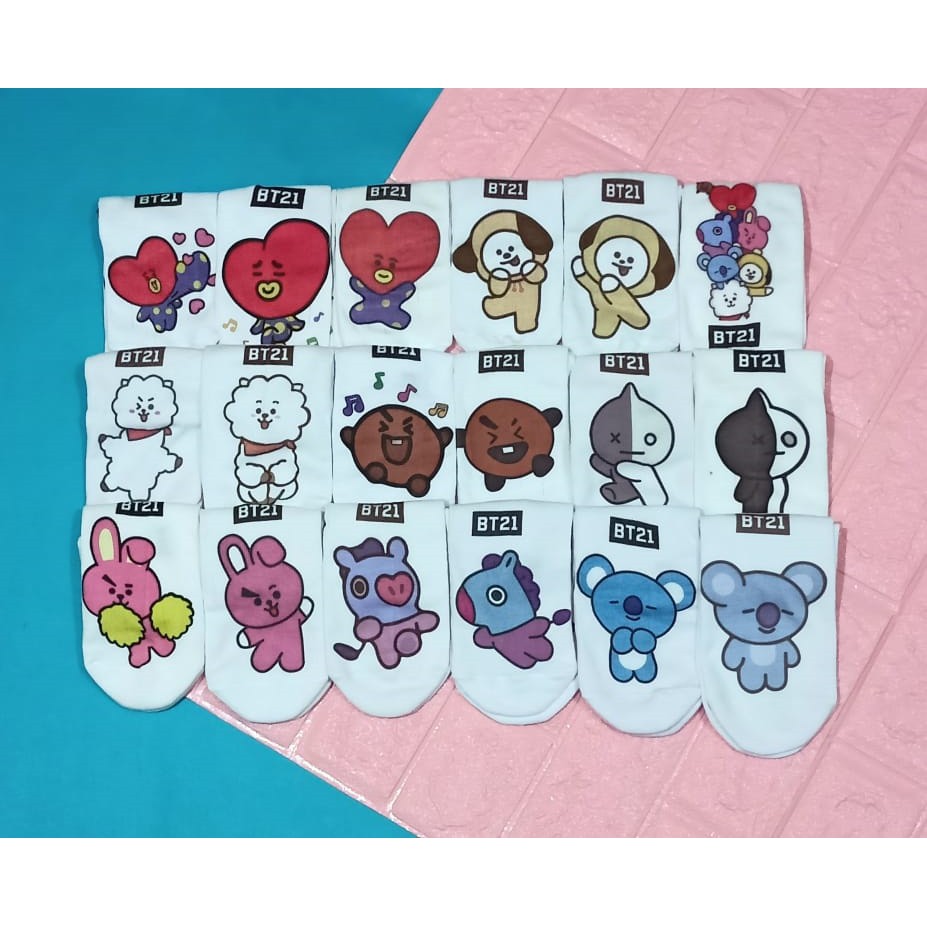 Kaos Kaki Pendek/BT21 Ankle Low socks motif BT21 KAOSKAKI BT21 MURAH KAOSKAKI BTS MALANG-4
