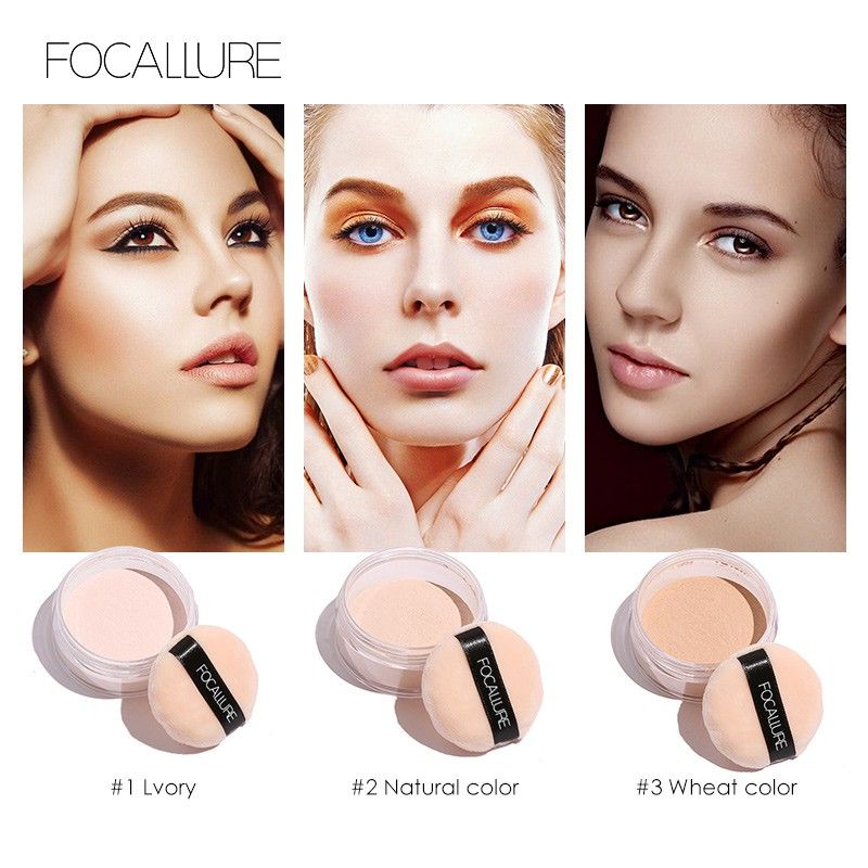 FOCALLURE Super Fine Loose Powder - 3 Colours Bedak Tabur (BPOM)