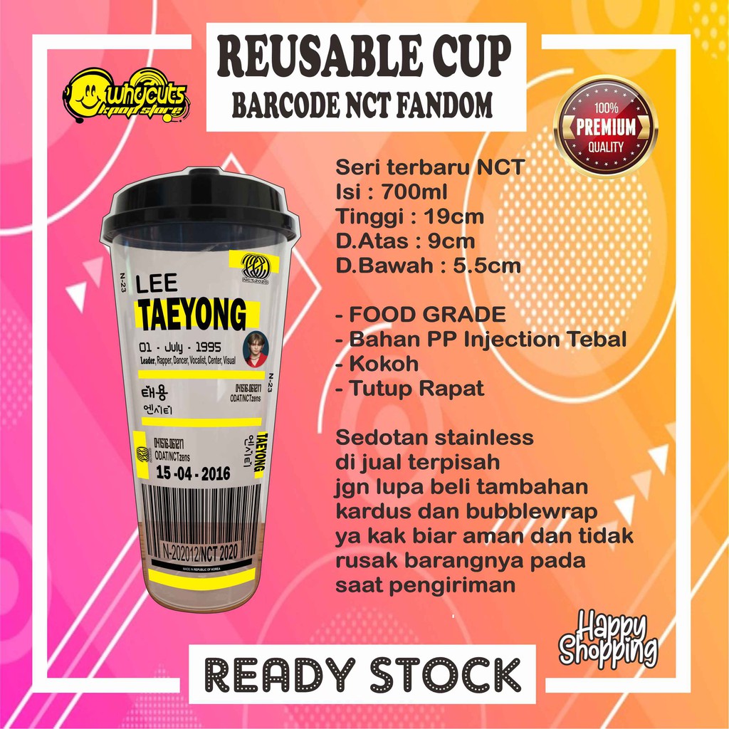 [BACA DESKRIPSI PRODUK DAHULU] REUSABLE CUP NCT BARCODE BARU (READY STOCK)