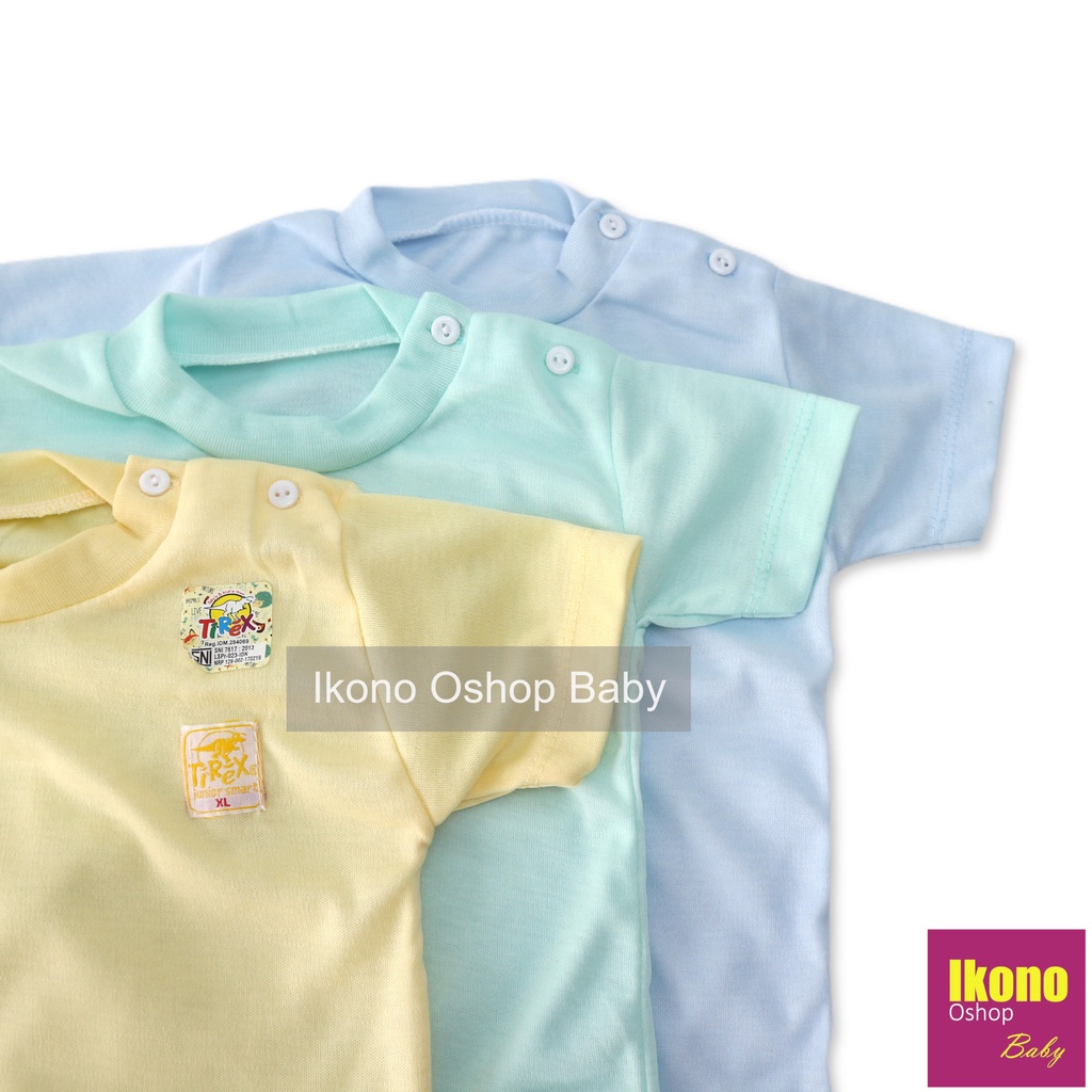 Ikono 3 Pcs Baju Kaos Oblong Anak Bayi Tirex Polos-1