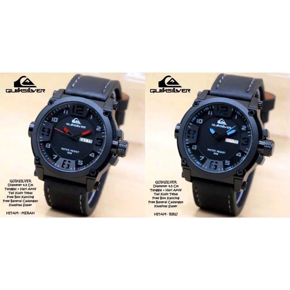 *Original Produk* BEST SELLER JAM TANGAN PRIA QUICKSILVER KULIT ELEGAN MEWAH TANGGAL HARI