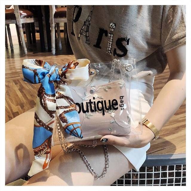 tas selempang wanita transparan