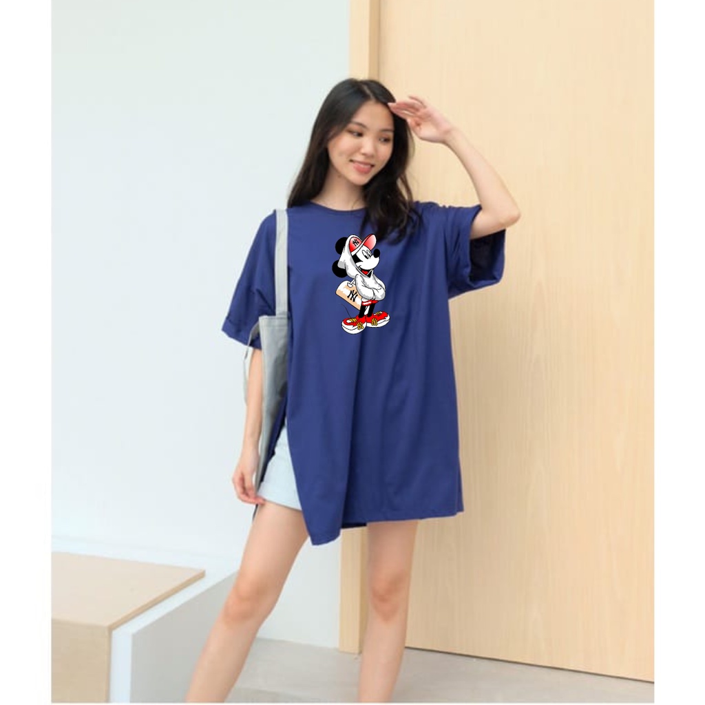 Kaos Oversize Wanita Miki NY Belah Samping Jumbo XXL