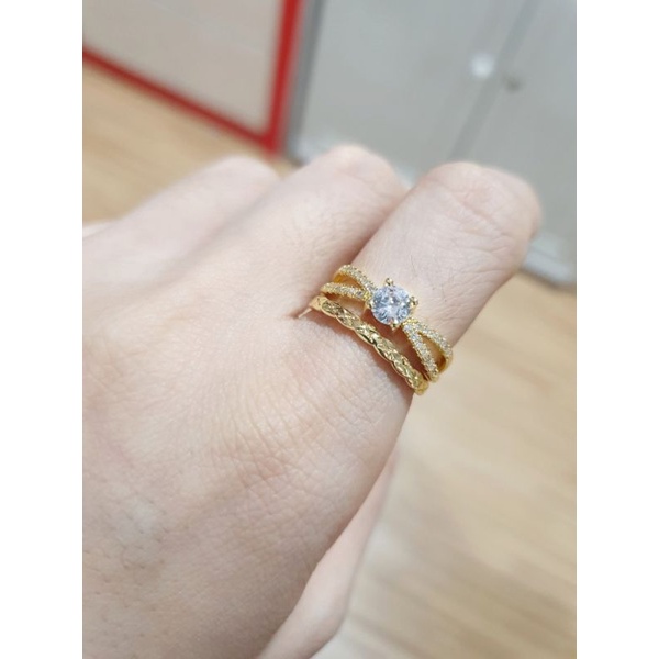 Cincin Titanium Asli gold free size Premium Quality Anti Karat Anti Alergi Ring Import Ct25