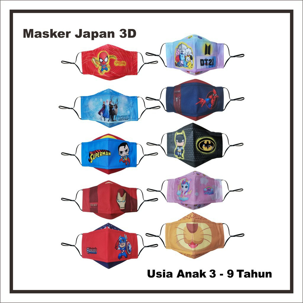 Masker Kain Anak 3D Origami