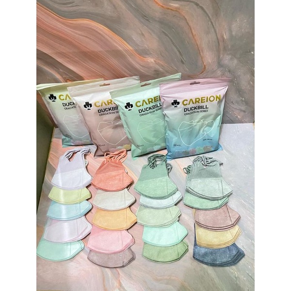 Masker Duckbil / Duckbill Careion Warna Gradasi / Full Colour Pelangi 3 Ply 50pcs