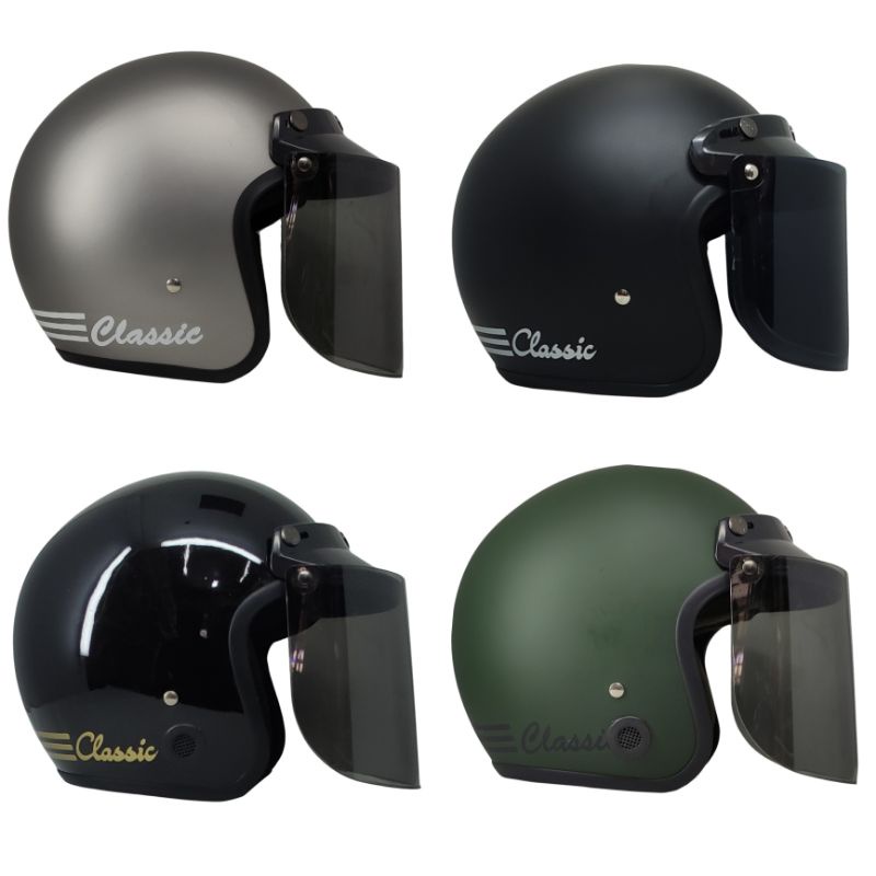 Helm Bogo Dewasa Retro Cewek Cowok Classic Polos SNI Helm Bogo Full leher Terkini