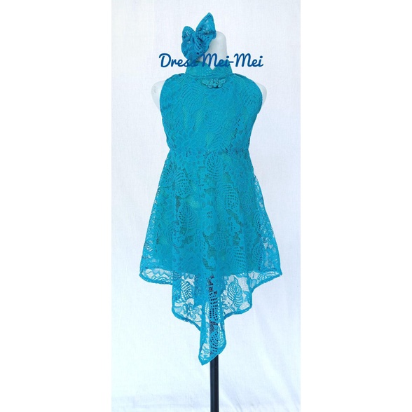 Dress Mei Mei/Dress Brukat Kekinian/Dress Model Terbaru/Dress Cantik Warna Tosca