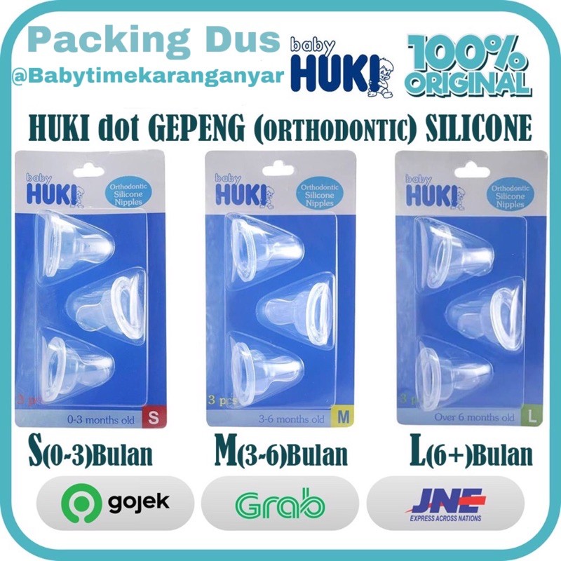 Dot Huki Dot Gepeng Orthodontic Silicone Nipple Isi 3 Pcs / Dot Bayi Gepeng / HUKI DOT BAYI