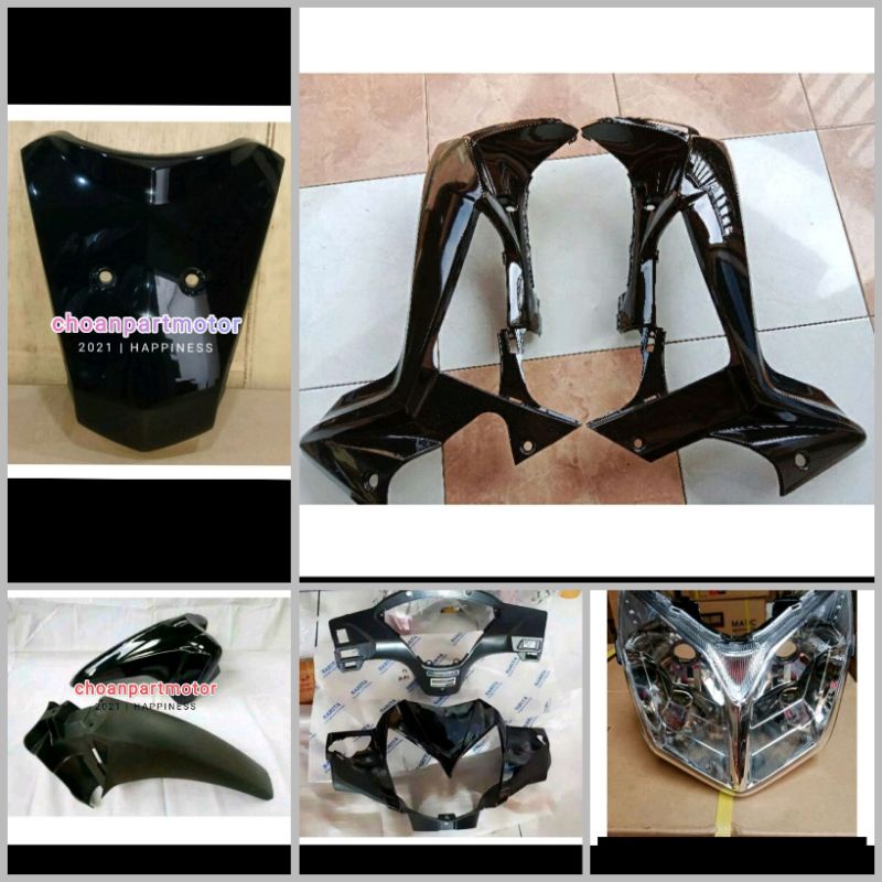 Full Set Cover Body Depan Supra X 125 Batman (Batok Lampu, Reflektor, Panel/ Dasi, Sayap Luar, dan S