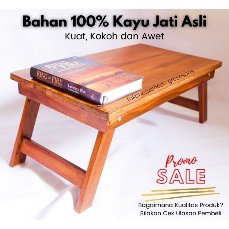 Meja Lipat Dalam Kayu Jati TebaI 50x30