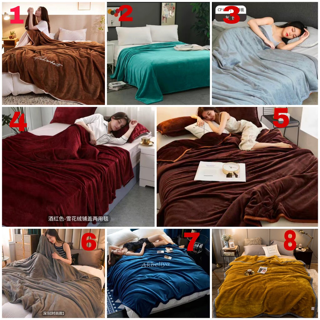 Selimut Dewasa Polos Bulu Lembut Harga Promo Bisa COD UK 150x200 CM-2