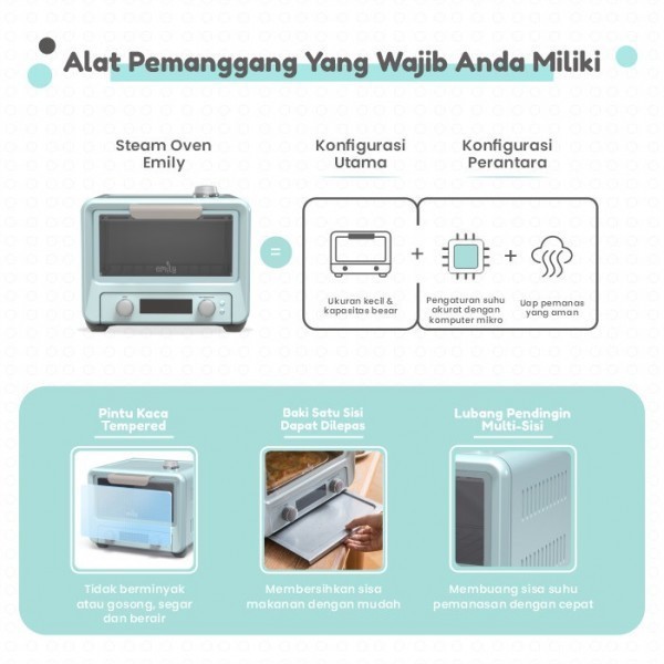 Oven Listrik Digital Emily Electric Mini Steam Oven 15L ETO-15201