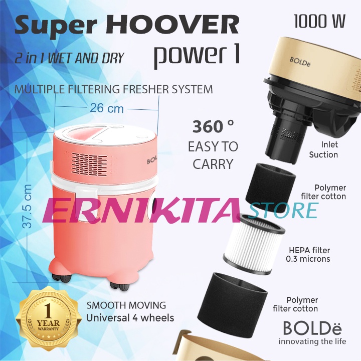 BOLDe SUPER HOOVER POWER ONE - Vacuum Cleaner Wet and Dry