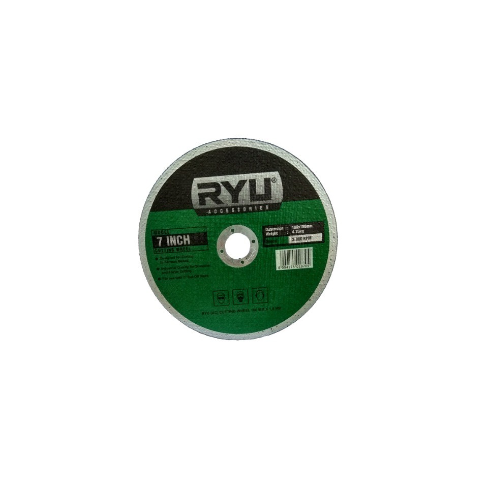 RYU Batu Potong Besi 7 inch 4 inch Cutting Wheel 180 mm x 1,6 mm / Cutting Wheel 7&quot; 4&quot; / Mata Gerinda 180 x 1,6 Mm / Pisau Potong Mesin Cut Offryu