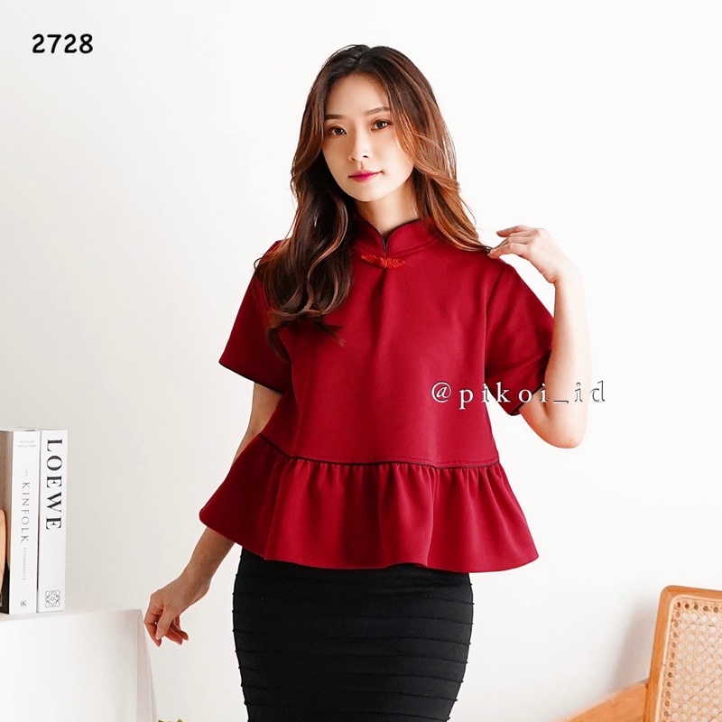 Baju cheongsam murah / baju qipao / atasan merah / baju imlek wanita murah / blouse mera cantik 2189