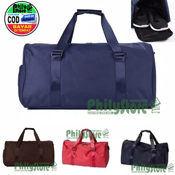 Tas Duffel Organizer travel bag pria Anello tas pakaian tas olahraga tas mudik tas besar - Navy (H2M