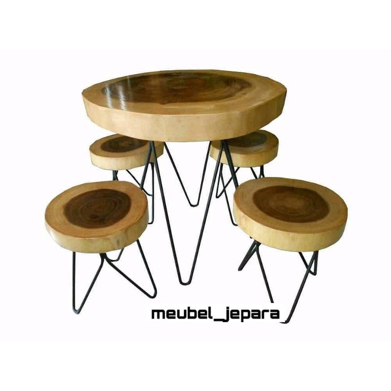 MEJA MAKAN BULAT KAYU TREMBESI/MEJA RESTO CAFE/ FURNITURE JEPARA