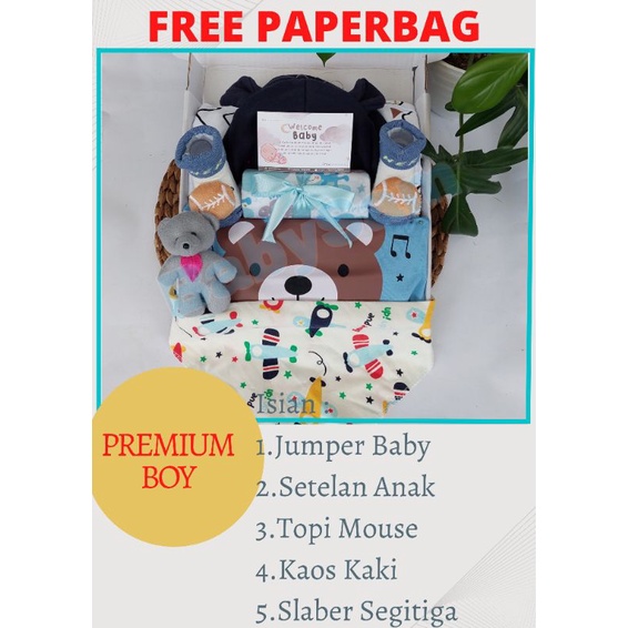 FREE PAPERBAG HAMPERS BAYI BABYSAM BAJU BAYI || HAMPERS ROK TUTU BAYI || PARCEL BAYI || BABYSAM BABY GIFT || KADO KELAHIRAN BAYI || HAMPERS BAYI LAKI-LAKI DAN PEREMPUAN-Premium Boy