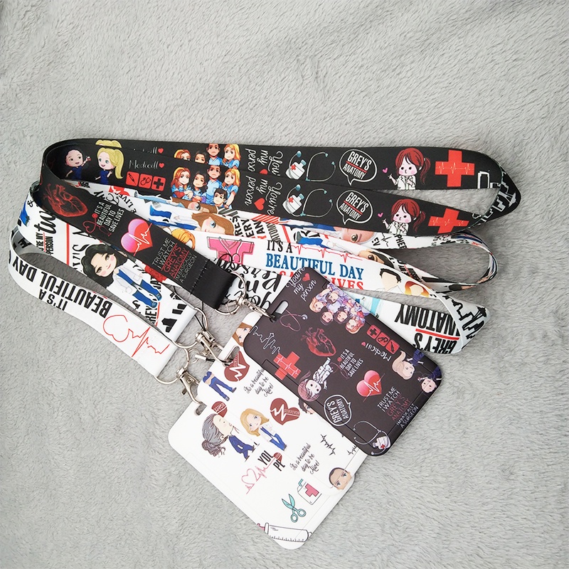 Grey 'S Anatomy Leher Lanyard dengan Lencana ID Case Pelindung Selempang Ponsel untuk Gantungan Kunci Selempang Kartu ID Anti Hilang pemegang Aksesoris