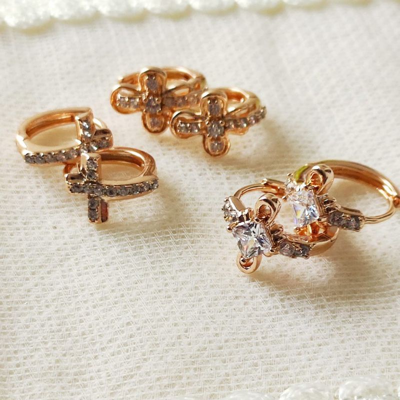 Anting Xuping Jepit Salib Anting Xuping Emas Import